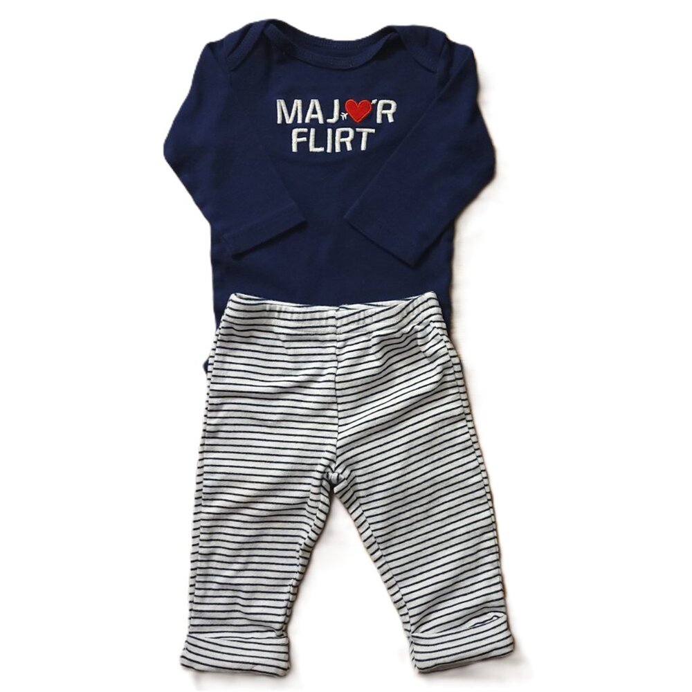 Just One You Carter’s 6M Major Flirt Outfit Set Navy Bodysuit & Pants